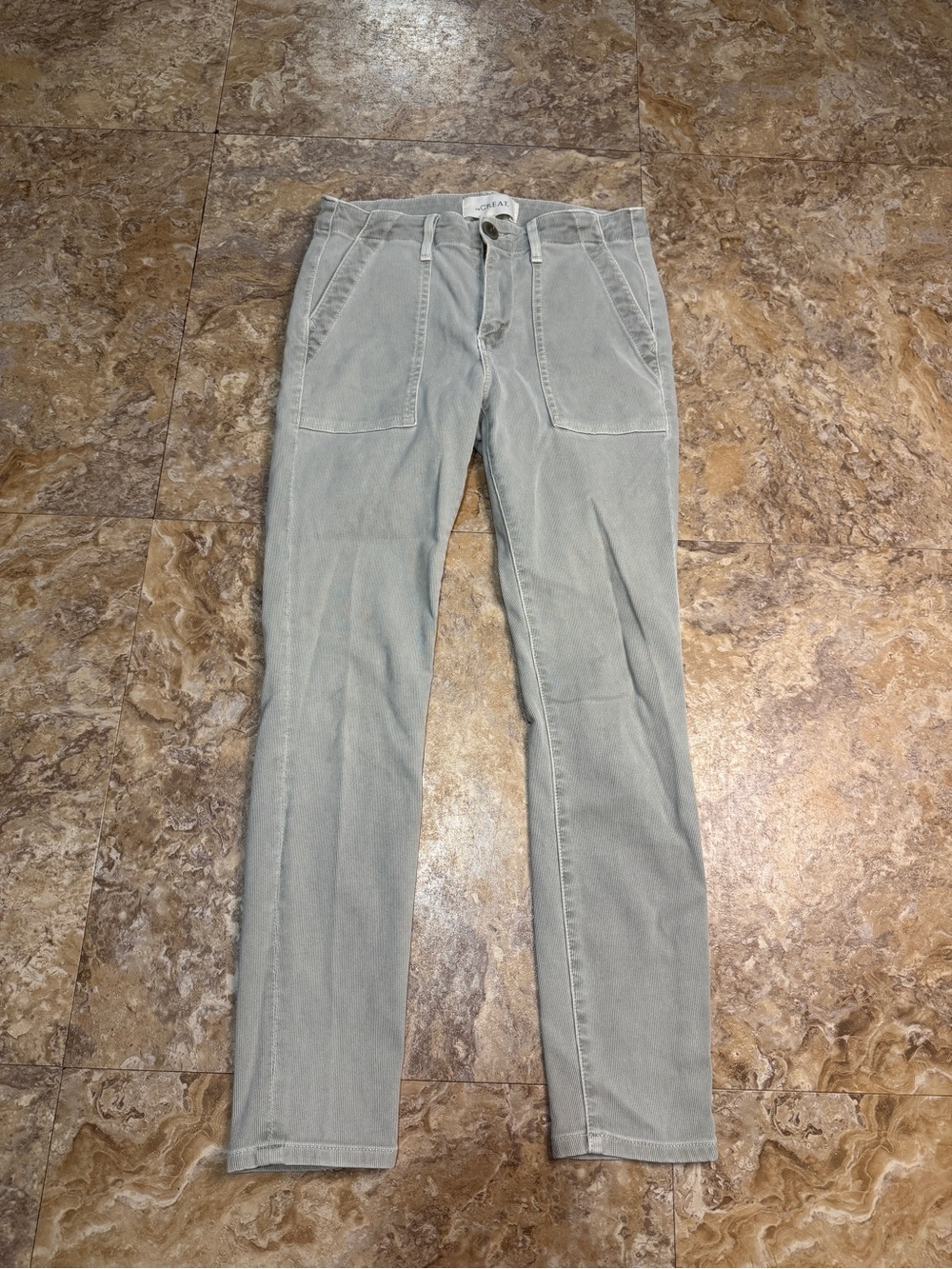 THE GREAT. Women's Straight Corduroy Pants in Light Gray